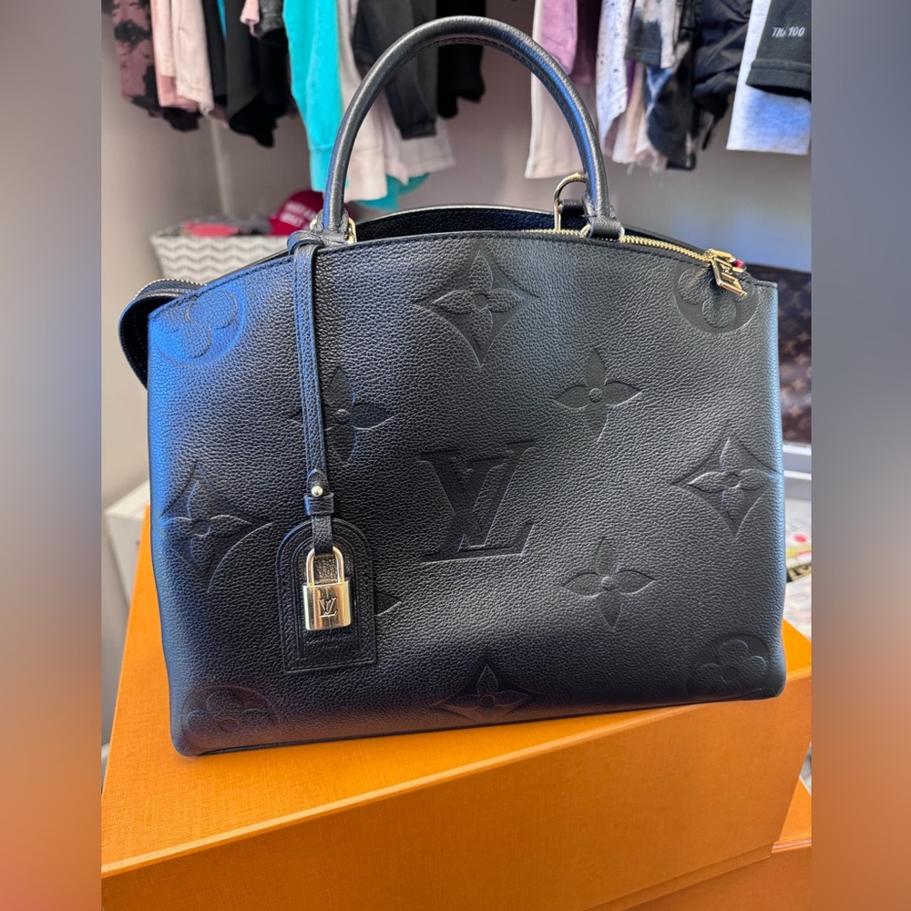 Louis Vuitton Black Satchel with Monogram Embossing